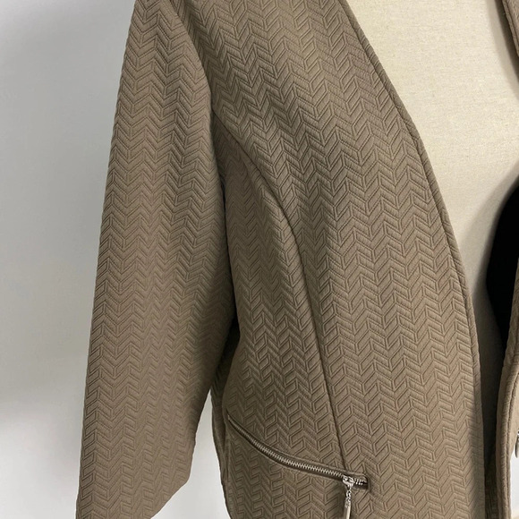 Chico’s Jacket Open Blazer Size 3 XL Chevron Taupe Neutral Classic Spring - Picture 4 of 12